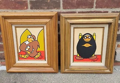 (2) VTG Xavier Cugat Oil Painting  Monkey Business/Sister Schwartz  Frame Lot • $279.99