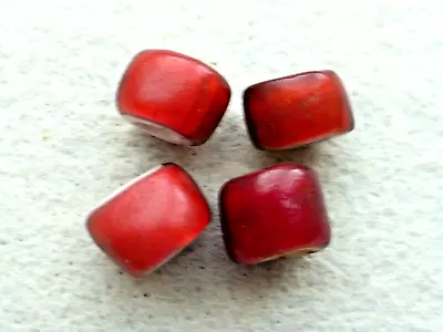 Vintage 4 Pcs  Tube Shape White   Heart Cornaline D'alleppo   Stone  Trade Beads • $14.50