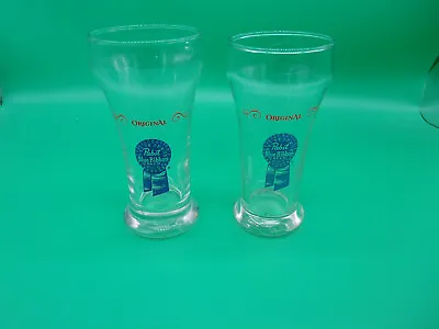  Vintage Pabst Blue Ribbon Beer Pilsner Drinking Glasses 6 Inches 8 Ounces • $8.24