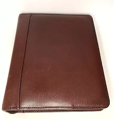 Franklin Quest Brown Verona Leather Binder Classic Pebbled 7 Ring Inserts • $36.99