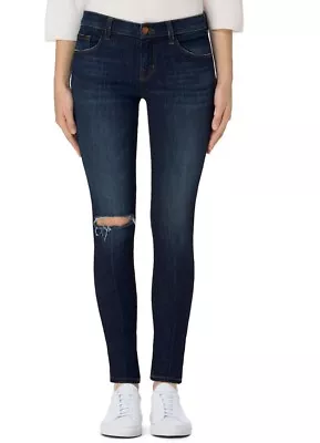 New J Brand Jeans 620 Mid Destroyed Ripped Knee Super Skinny Disguise D Blue • $168.30