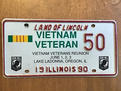 1990 Illinois Special Event Vietnam Veteran License Plate Tag Veterans Reunion • $12.78