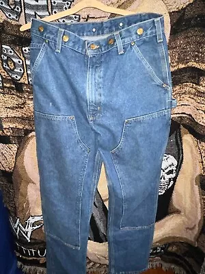 Vintage Carhartt Suspender Button Double Knee Denim Pants • $60