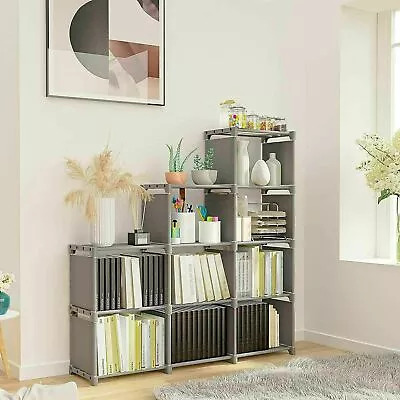 Adjustable DIY Bookshelf 9-Cubes Book Shelf Office Storage 4 Tier Shelf Cabinet • $31.99