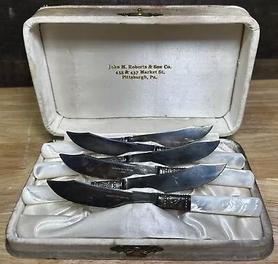 Vintage Meriden Cutlery Set Of 6 Silverplate Mother Of Pearl Knives • $179.99