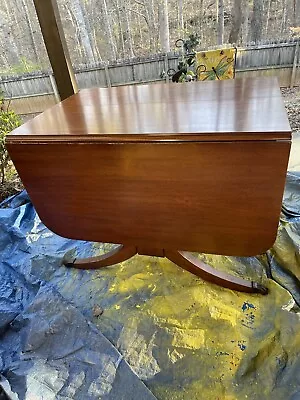 Antique 1954 Drop Leaf Mahogany Dining Table Shows Loving Use With Scratches • $70