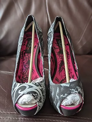 £15.99 • Buy Iron Fist Grey Skull And Rose Stilettos - Size 5 