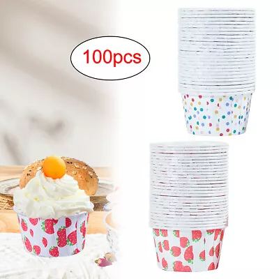 100X Disposable Paper Treat Tubs Ice Cream Dessert Cake Cups Bowl Party Supplies • £6.39