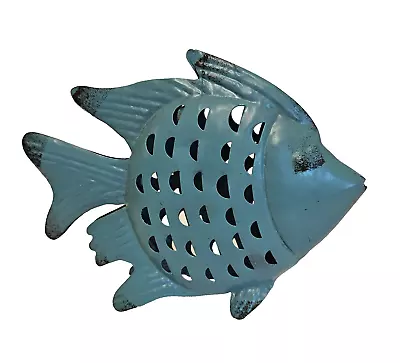 Beautiful Turquoise Metal Fish Sculpture Figurine Beach House Decor 9  X 7  • $23.99