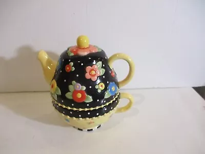 Vintage Mary Engelbreit Tea For One “Tea Blossoms   2001 Teapot & Cup • $25.99