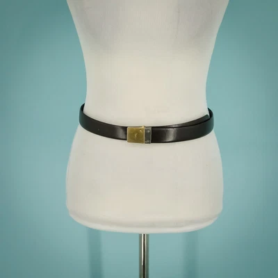 $89.98 • Buy Vintage YSL Yves St Laurent Size 32 Belt Black Brown Reversible Gold Silver