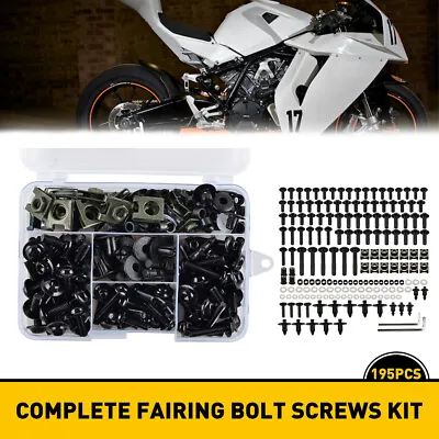 195PCS Motorcycle Complete Fairing Bolt Kit Body Screw Set Accessories Parts EAN • $19.94