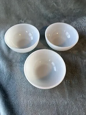 Set Of 3 Fire King Oven Ware Cereal Chili Bowls 5” White Milk Glass Vintage • $15