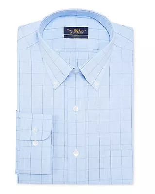 Nwt $80 Club Room Men Regular Fit Blue Check Plaid Casual Dress Shirt 17 34/35 • $7.58