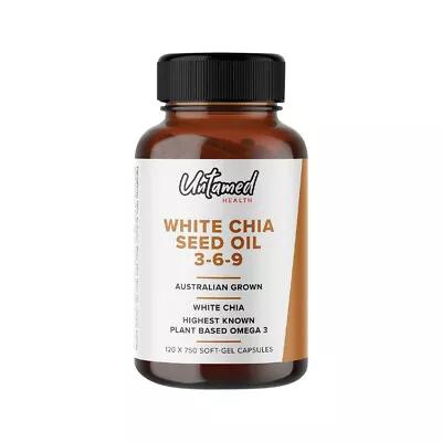 New Untamed Health White Chia Seed Oil 3-6-9 120 Capsules Plant Based Omega 3 • $30.89