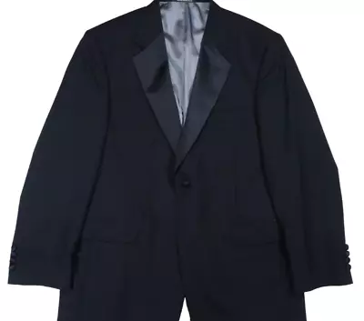 New Stafford Vintage Tuxedo Coat Mens 42 R Blazer Suit Jacket Dark Black Dinner • $59.95