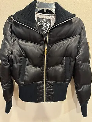 Red By Marc Ecko Shiny Black Short-Waisted Puffer Coat Women's Size Medium • $25.50