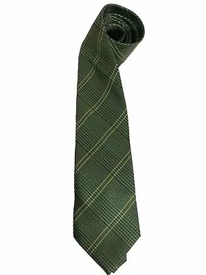 St Patty’s Day Irish Green And Yellow Plaid Tie 100% Silk XL 63” Long Hand Made • $12.99