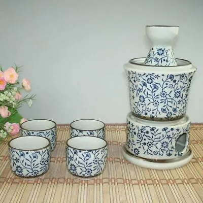 6 Piece Japanese Traditional Sake Set In Flower And Grass Picture Winter Warming • $69.95