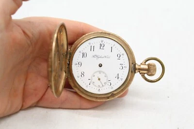 £0.99 • Buy C Antique Gents The Vigilant Watch Gold Plated Full Hunter Top Wind Pocket Watch