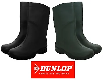 Mens Womens Dunlop Half Length Wide Calf Fit Wellington Rain Waterproof Wellies • £13.90