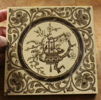 Antique Minton Aesthetic Prunus  Floral Design 6 Inch Tile  • £24
