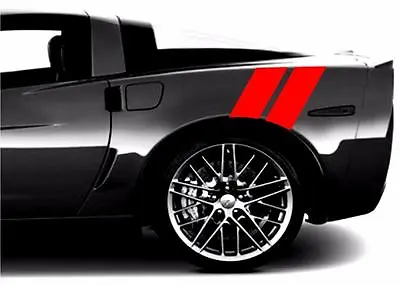 Rear 4  Fender Vinyl Racing Stripe Also Gun Metal2 Carbon Fiber Fits CORVETTE C6 • $27.95