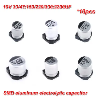 £2.24 • Buy 10pcs 10V SMD Aluminum Electrolytic Capacitor 33/47/150/220/330/2200UF