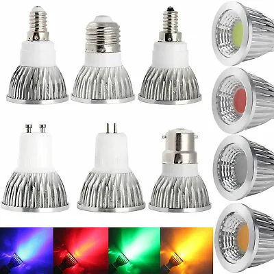 LED COB Spotlight Bulbs Dimmable B22 E14 E27 GU10 GU5.3 6W 9W 12W Light Lamp • £4.10