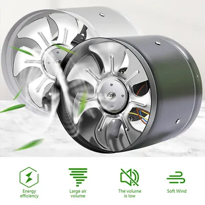 8/10/12 Inch Inline Duct Fan Blower Booster Exhaust Fan Airflow HVAC Air Cooling • $31.99