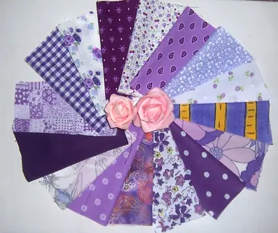 10 Craft Patchwork Fabric Material Remnants Shades Of Purple • £1.95