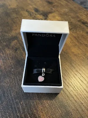 Geniune Pandora Silver Pink Enamel Heart Dangle Charm • £16