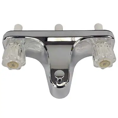 Mobile Home RV Tub Shower Center-Set Faucet 8 Inch Clear Acrylic Handles • $36.86