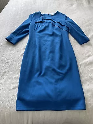 Lovely The Fold Blue Crepe Smart Dress Size 18 1960s Style Designer Mad Men • £89.99