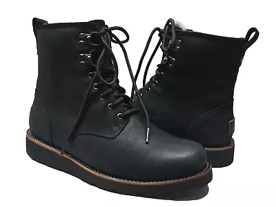 UGG MEN HANNEN BLACK WATERPROOF LEATHER LACE UP Boot US 9 / EU 42 / UK 8 • $165