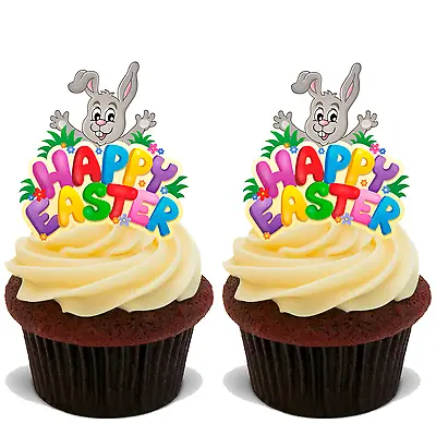 30 PREMIUM EASTER STAND UP EDIBLE RICE CARD FLAT Cup Cake Toppers Decoration D33 • £6.87