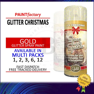 All-Purpose Aerosol Spray Paint Glitter Christmas Gold Tree 200ml - 1 To 12 • £4.99