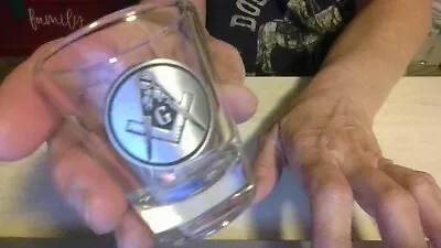 Masonic Shot Glass Clear With Metal Etched Insigma Great Condition! • $5.49