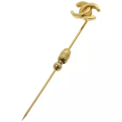 CHANEL Brooch Metal Gold Tone CC Auth Bs12173 • $411.13