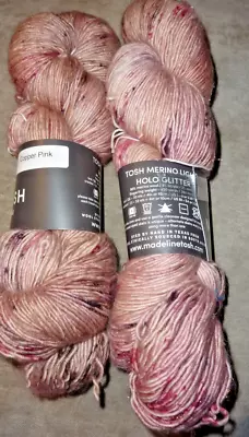 2 Skeins Of Madelinetosh Tosh Merino Light+ Holo Glitter- Copper Pink • $49.99