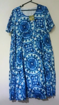 $49 • Buy Beautiful Comfy Size 12 Taking Shape Virtuelle Sea Ripple Cotton Dress BNWT 
