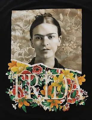 Frida Kahlo Portrait Flowers By Isaac Morris Women’s T-Shirt Black Size XL • $19.49