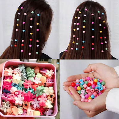 £1.91 • Buy Mini Plastic Hair Claw Clips Grips Girls Candy Colour Beads Headwear Durable DIY