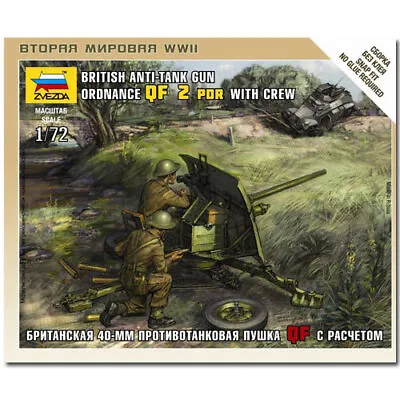 ZVEZDA 6169 British QF 2-PDR Anti Tank Gun Model Kit 1:72 • £8.95