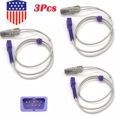 US 3Pc Apply To Nellcor OxiMax Adult/Vet Ear Clip SpO2 Sensor Blood Oxygen Probe • $55