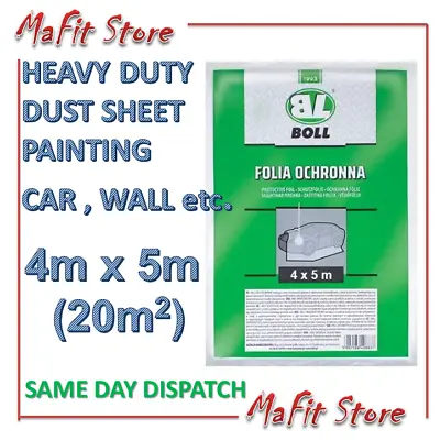 Heavy Duty Plastic DUST SHEET 4m X 5m PAINTING DECORATING Cleaning Cover Sheet • £2.99