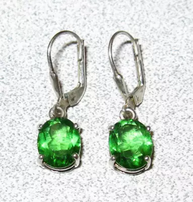 Vintage 925 Sterling Silver BADAVICI Pierced Earrings Emerald Green Gemstones • $9.99