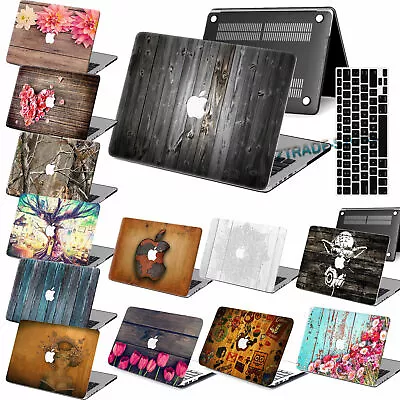2in1 Wood Pattern Rubberized Hard Case Cover For New Macbook Pro 14 15 16 Air 13 • $13.48