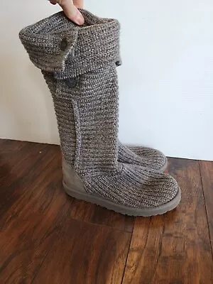 UGG Australia 5819 Classic Cardy Sweater Knit Boots Shoes Women’s Gray Size 7 • $28.99