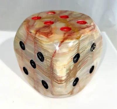 Polished Marble Dice Bookend Or Table Sculpture Huge 3.125  Square 2 Lb 14 Oz • $37.95